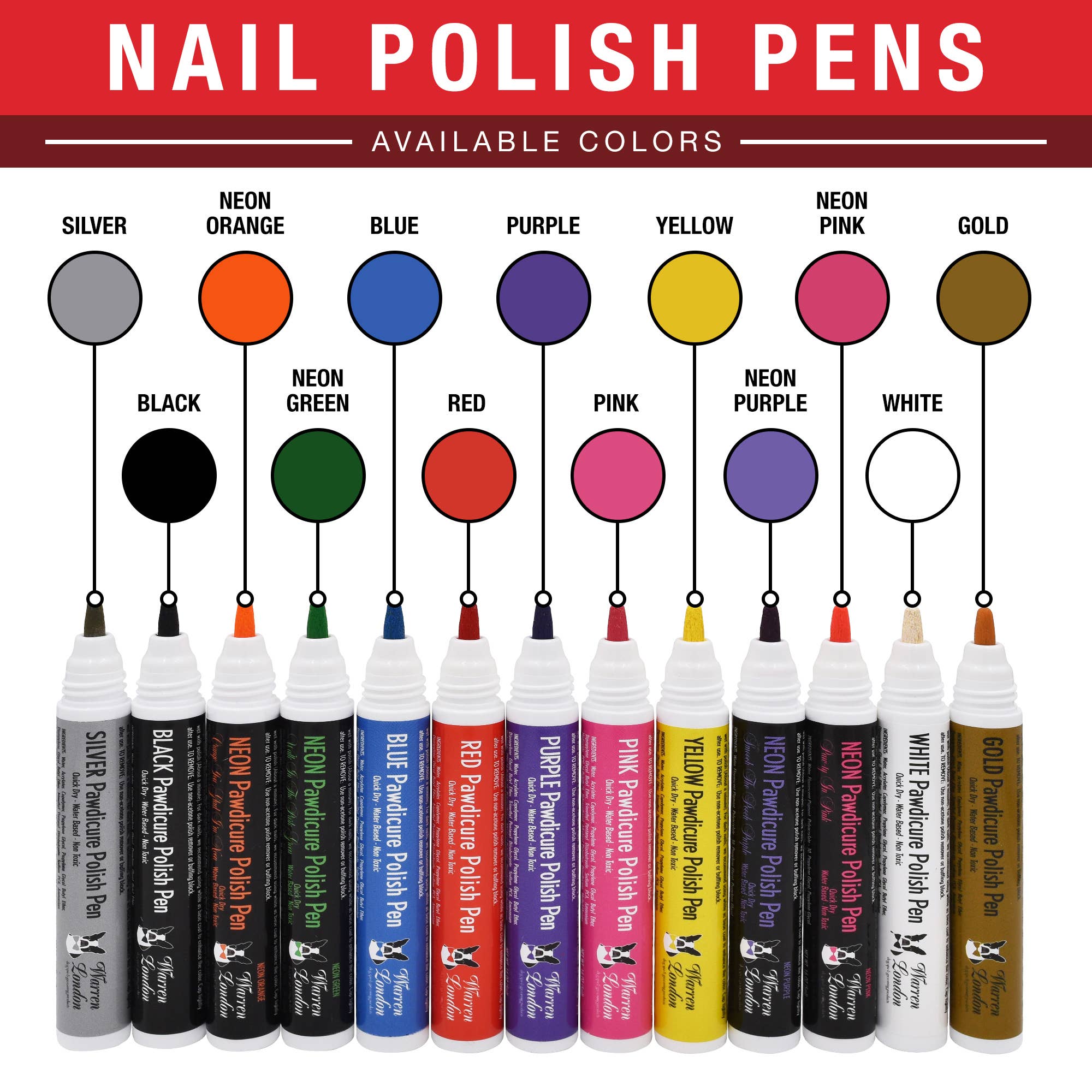 Warren London Dog Products - Pawdicure Nail Polish Pen - Quick Dry - 13 Colors: White